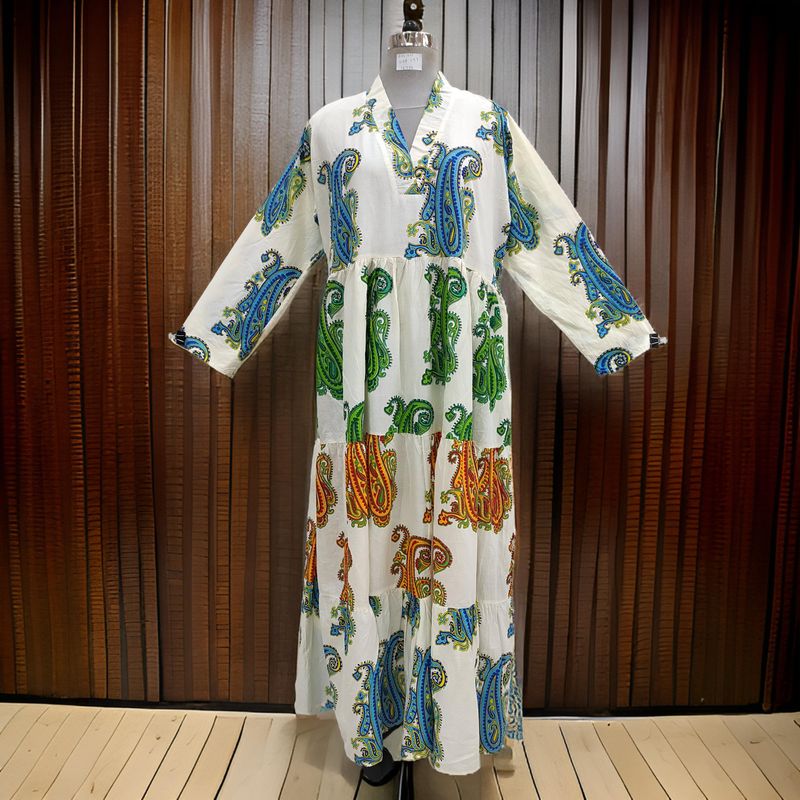 2XL/3XL Maldives Printed Cotton Dress 57&quot; Long Jalabiya