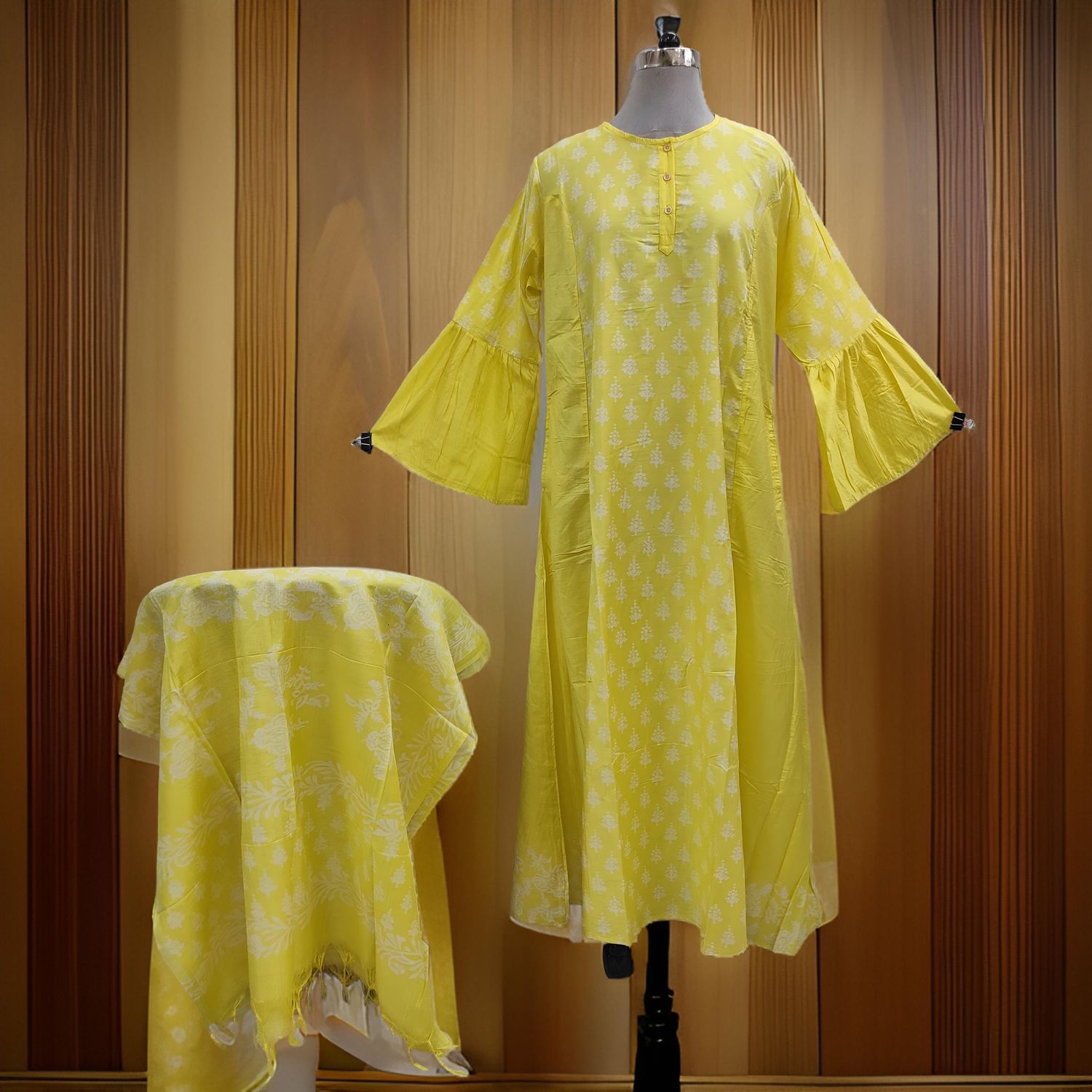 L/XL Marry Printed Cotton Dress 57&quot; Long Jalabiya With Sheila