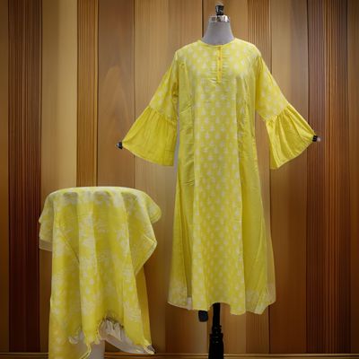 L/XL Marry Printed Cotton Dress 57&quot; Long Jalabiya With Sheila