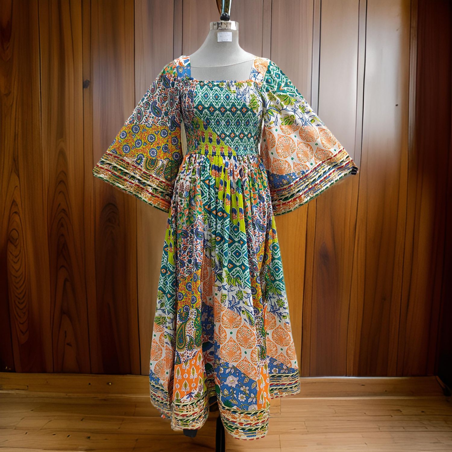 2XL/3XL Elzina Printed Cotton Dress 57&quot; Long Jalabiya