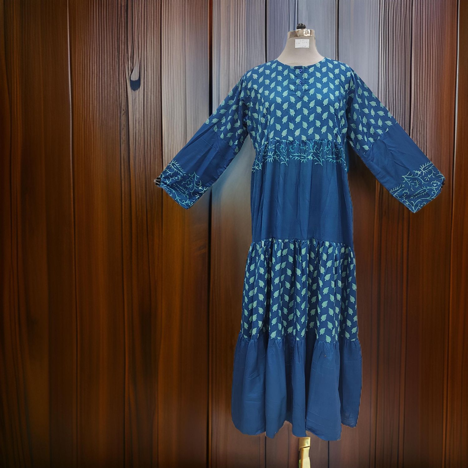 L/XL Juhi Printed Cotton Dress 57&quot; Long Jalabiya With Sheila