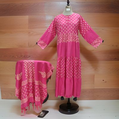 L/XL Juhi Printed Cotton Dress 57&quot; Long Jalabiya With Sheila