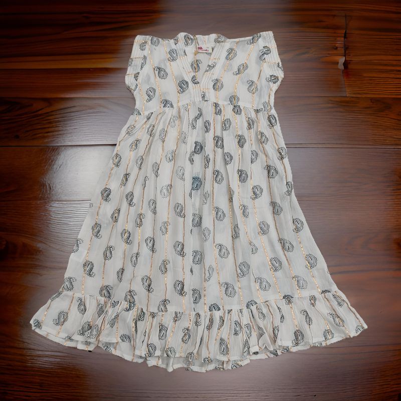 4-5 Year Amani Printed Cotton Girls Dress 33&#39;&#39; Short Sleeves Jalabiya