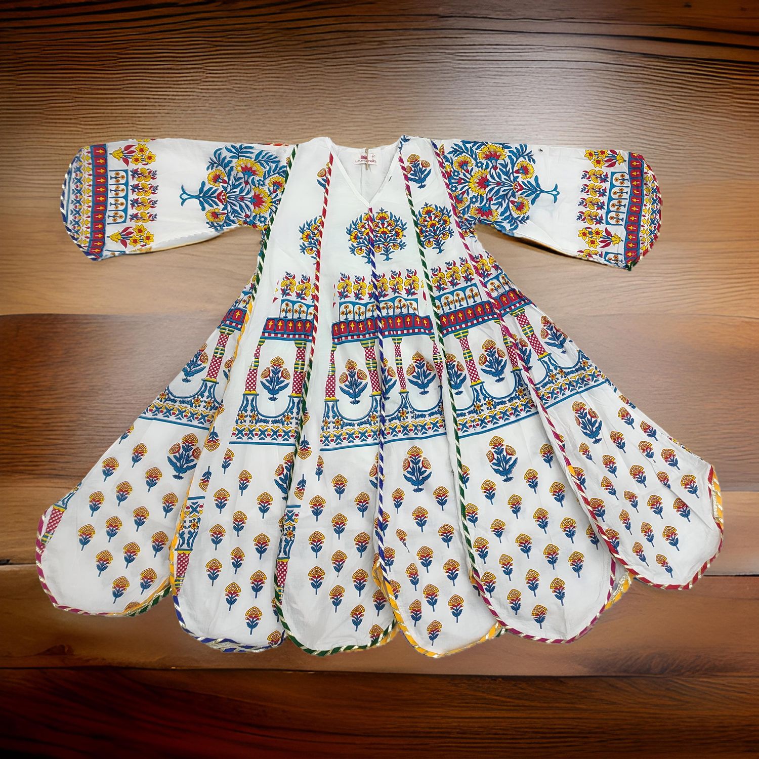 2-3 Year Meher Printed Cotton Girls Dress 30&quot; Long Jalabiya