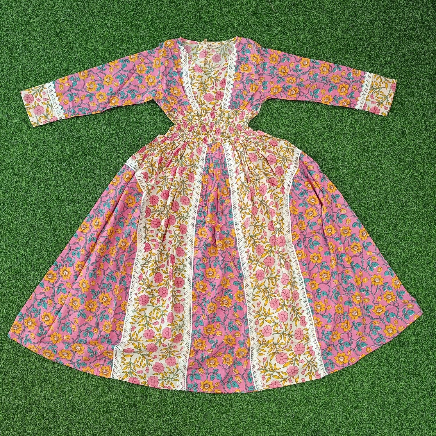 10-11 Year Yara Printed Cotton Girls Dress 46&quot;Long Jalabiya