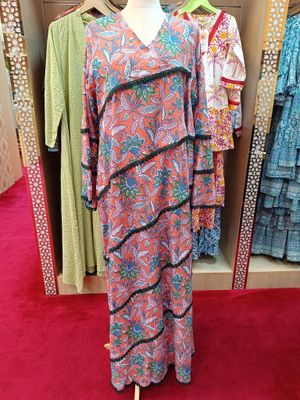 S/M Mazna Printed Cotton Dress 57&quot; Long Jalabiya