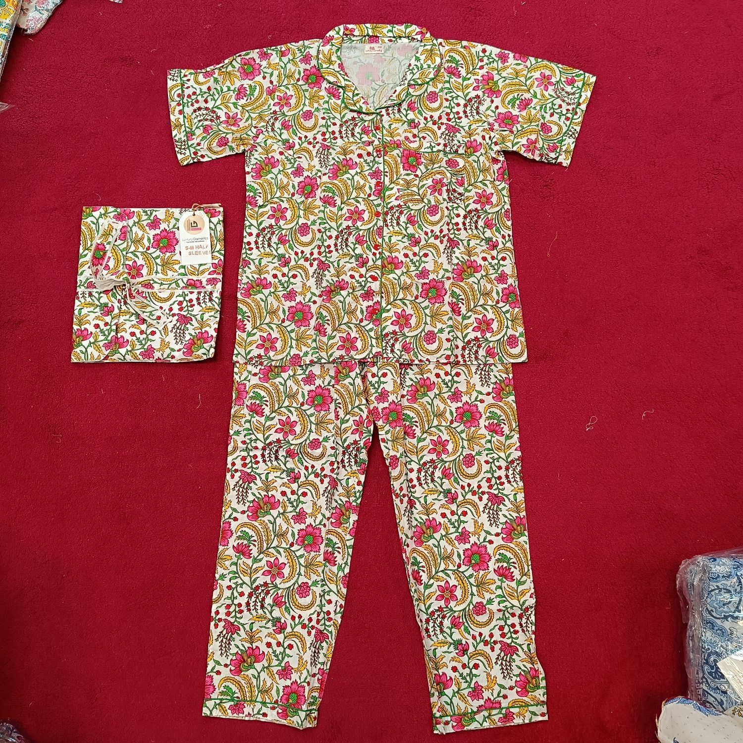 S/M Short Sleeves Cotton Pajama Set