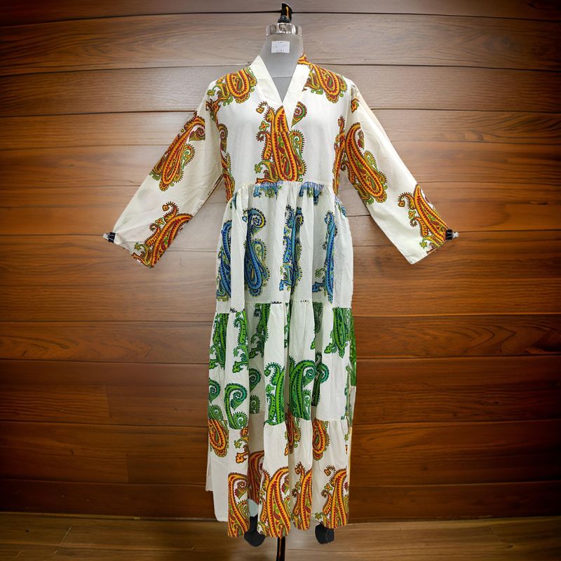 L/XL Maldives Printed Cotton Dress 57&quot; Long Jalabiya