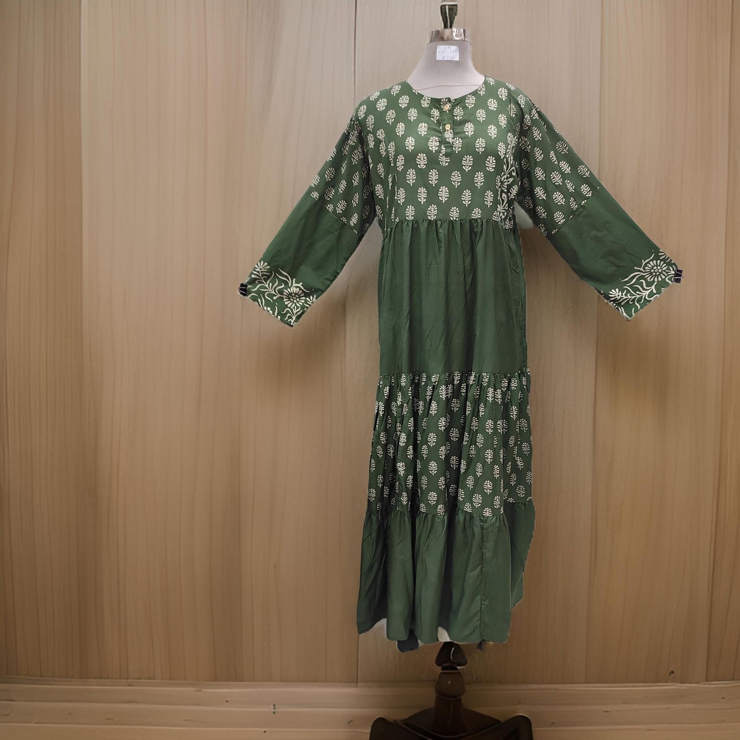 L/XL Juhi Printed Cotton Dress 57&quot; Long Jalabiya With Sheila