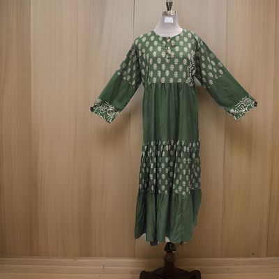 L/XL Juhi Printed Cotton Dress 57&quot; Long Jalabiya With Sheila