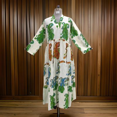 L/XL Maldives Printed Cotton Dress 57&quot; Long Jalabiya