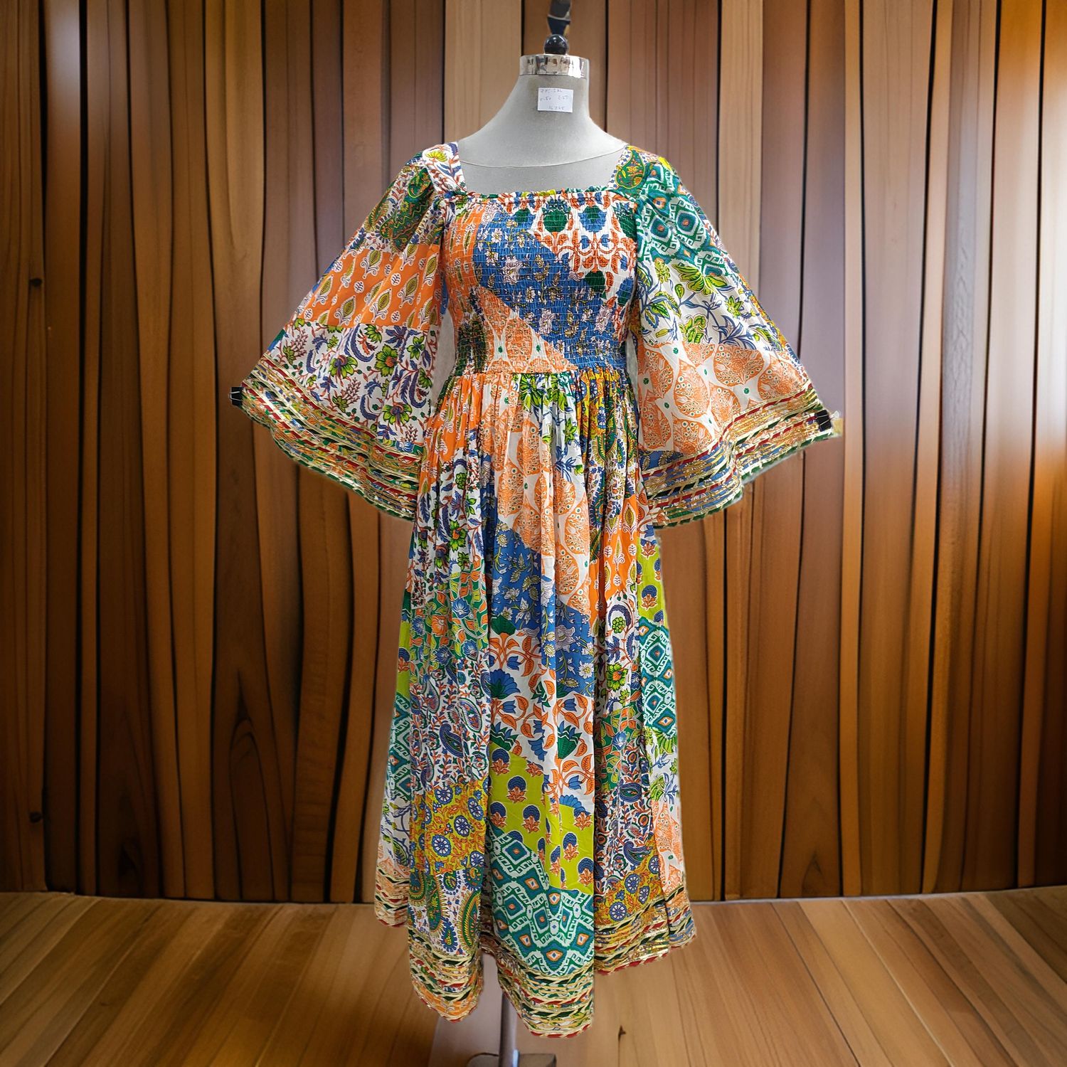 2XL/3XL Elzina Printed Cotton Dress 57&quot; Long Jalabiya
