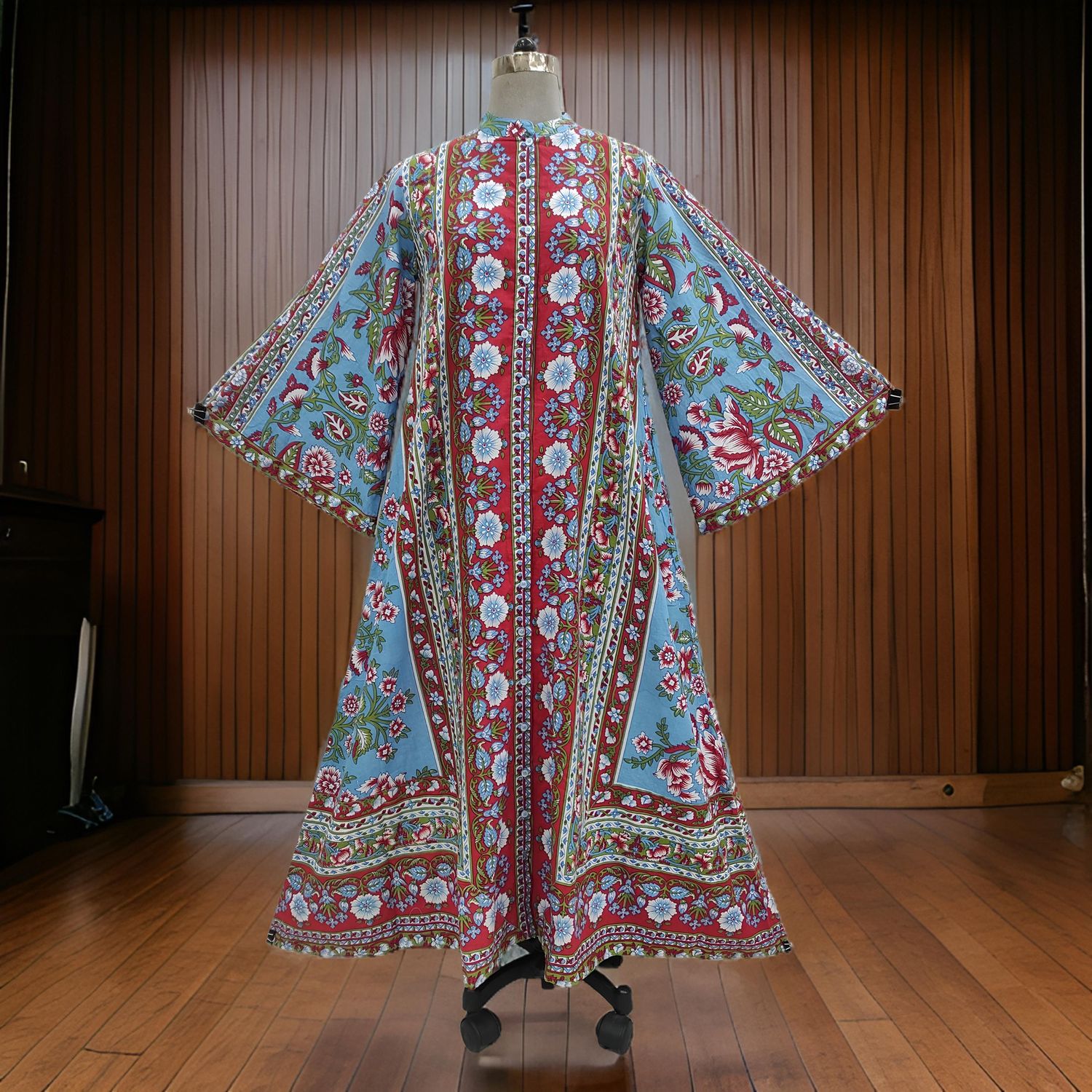 S/M Aaris Printed Cotton Dress 57&quot; Long Jalabiya
