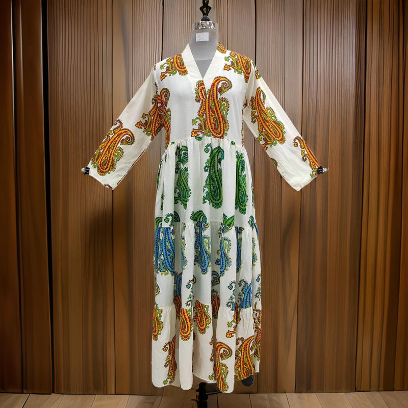 S/M Maldives Printed Cotton Dress 57&quot; Long Jalabiya