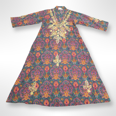 10-11 Year Gota Patti Printed Cotton Girls Dress 45&quot; Long Jalabiyas