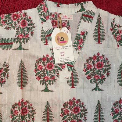 4-5 Year Teena Printed Cotton Girls Dress 34&quot; Long Jalabiya