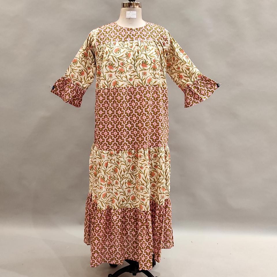 12-13 Year Moon Printed Cotton Girls Dress 50&quot;Long Jalabiya