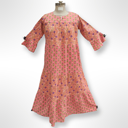 12-13 Year Moon Printed Cotton Girls Dress 50&quot; Long Jalabiya