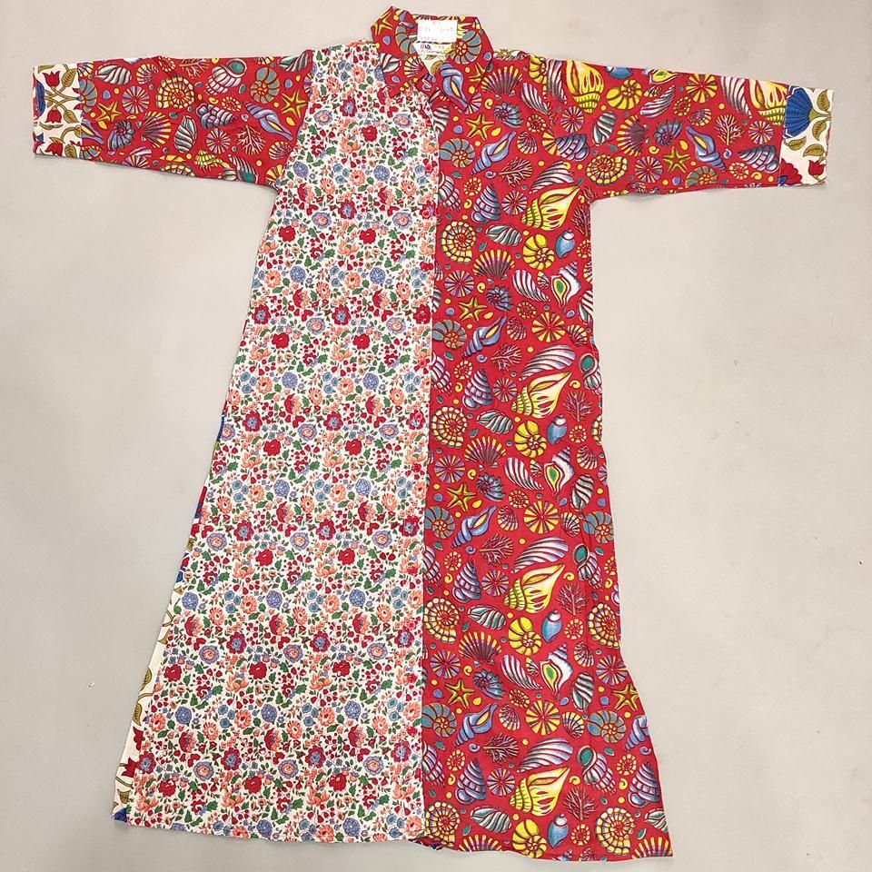 8-9 Year Singapore Printed Cotton Girls Dress 42&quot; Long Jalabiya