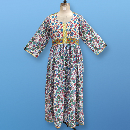 L/XL Nagma Printed Cotton Dress 57&quot; Long Jalabiya