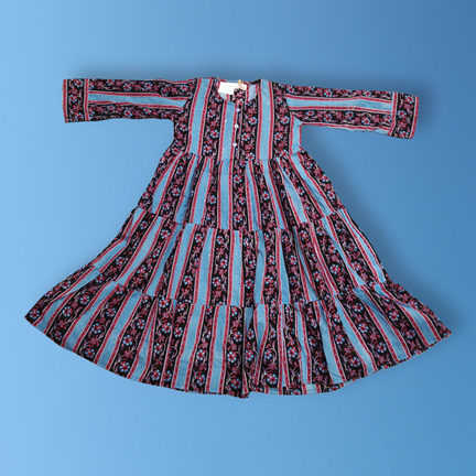 4-5 Year Abiya Printed Cotton Girls Dress 33&quot; Long Jalabiya