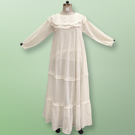 XS/S Raba Crystal White Cotton Dress 54&quot; Long Jalabiya