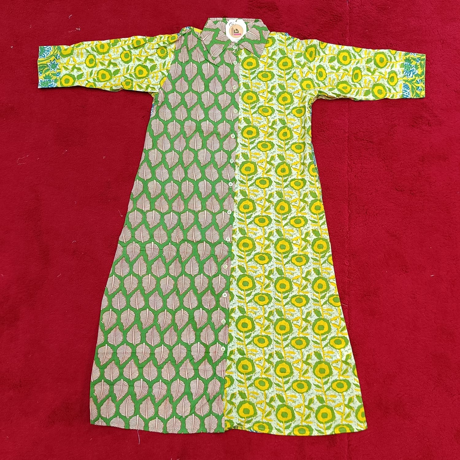 8-9 Year Singapore Printed Cotton Girls Dress 42&quot; Long Jalabiya