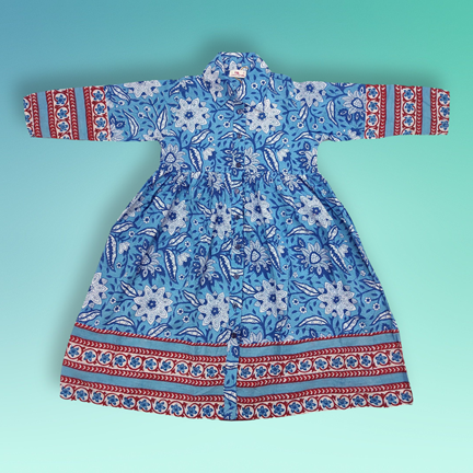 8-9 Year Ana Printed Cotton Dress 41&quot; Long Jalabiya