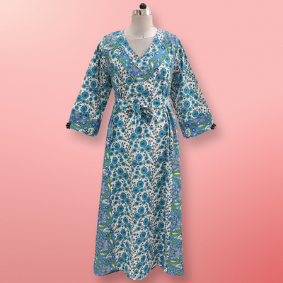 2XL/3XL  Noor Printed Cotton Dress 57&quot; Long Jalabiya