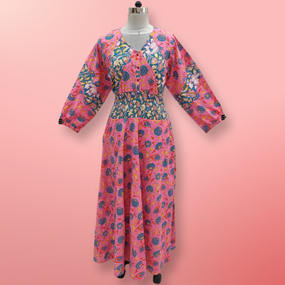 L/XL Mawiya Cotton Dress 57&quot; Long sleeve Jalabiya