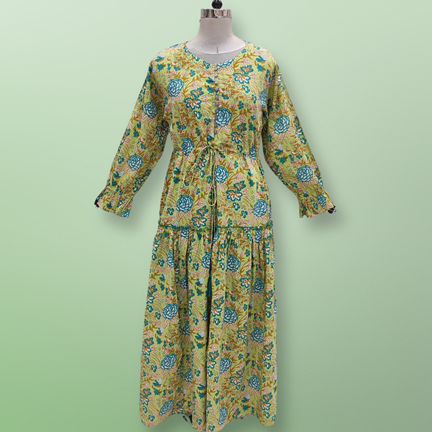 2XL/3XL Cora Printed Cotton Dress 57&quot; Long Jalabiya