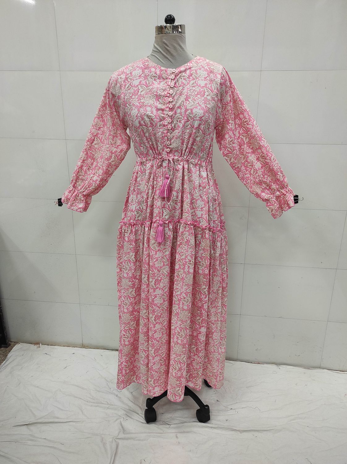 XS/S Cora Printed Cotton Dress 54&quot; Long Jalabiya