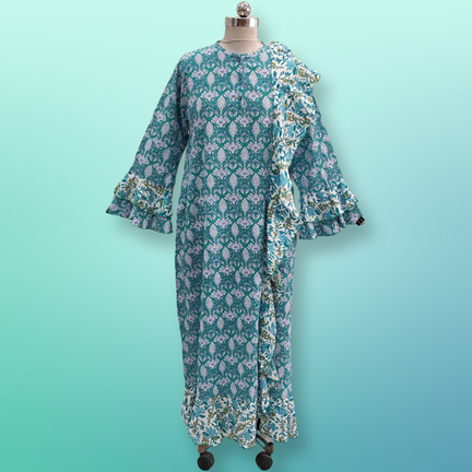 2XL/3XL Princess Printed Cotton Dress 57&quot; Jalabiya
