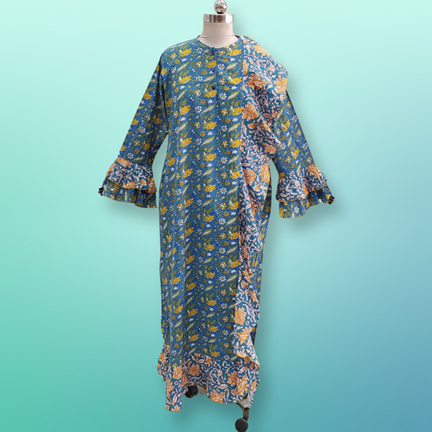 2XL/3XL Princess Printed Cotton Dress 57&quot; Jalabiya