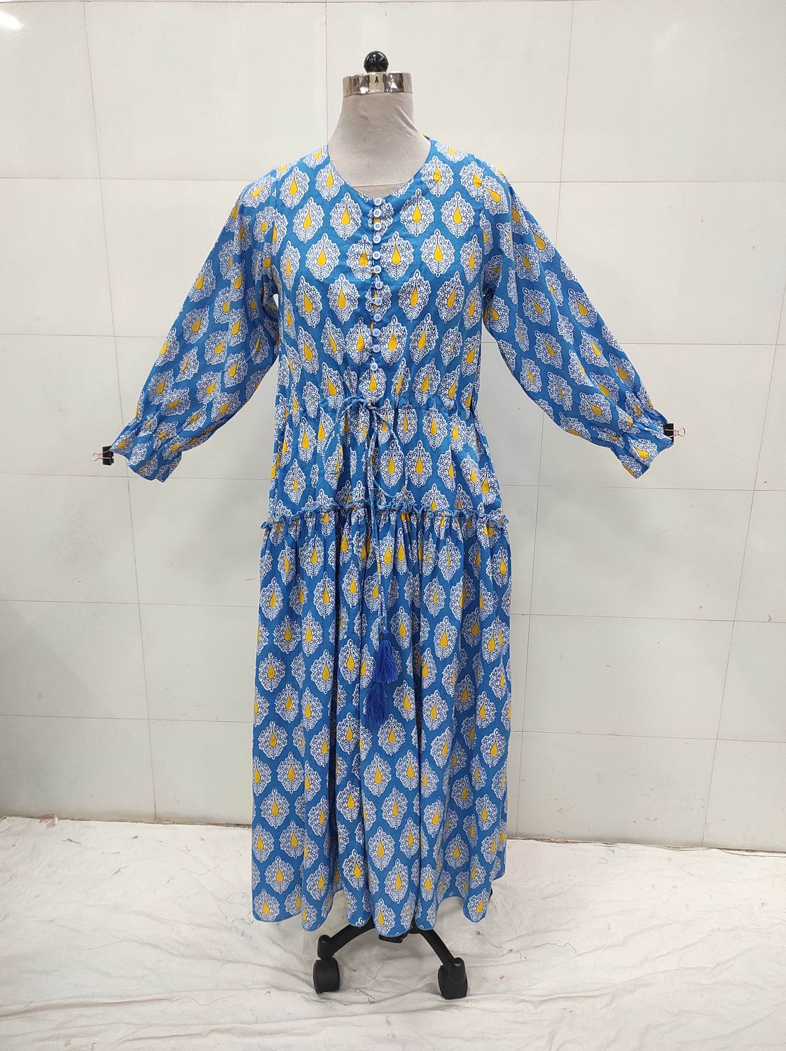 XS/S Cora Printed Cotton Dress 54&quot; Long Jalabiya