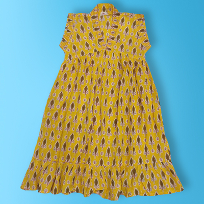 2-3 Year Amani Crystal Printed Cotton Girls Dress 30&quot; Short Sleeves Jalabiya