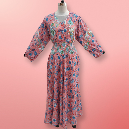 2XL/3XL Mawiya Printed Cotton Dress 57&quot; Long Jalabiya
