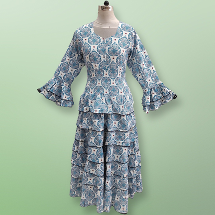 4XL/5XL Jawaria Printed Cotton Dress 57&quot; Long Jalabiya
