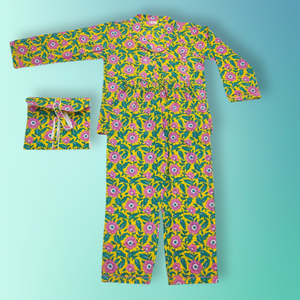 L-XL Cotton 39&quot; Pajamas Set full sleeves