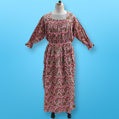 Free Size Fazlin Printed Cotton Dress 57&quot; Long Jalabiya