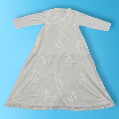 10-11 Year Teena Embroidery Cotton Girls Dress 46&quot; Long Jalabiya
