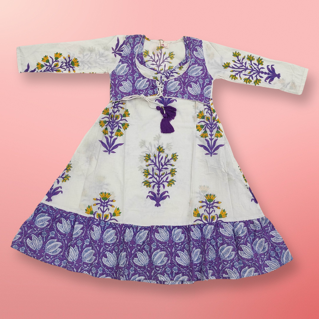 4-5 Azrah Printed Cotton Dress 33&quot;Long Jalabiya