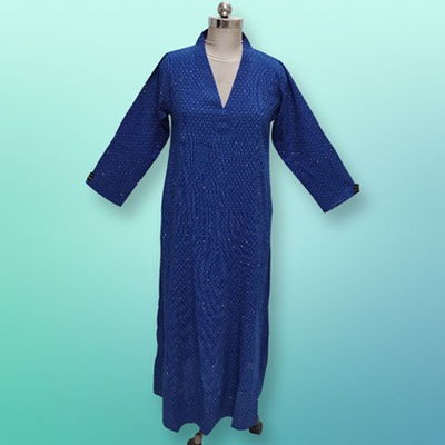 10-11 Years Teena Crystal Blue Cotton Dress 45&quot; Long Jalabiya