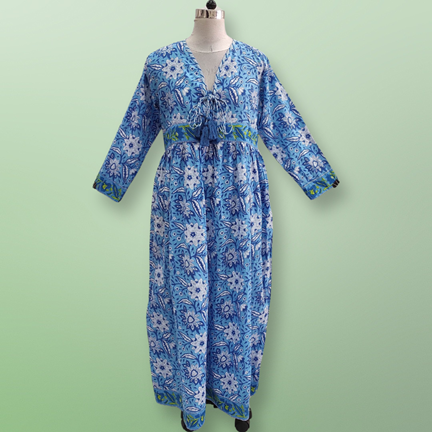 L/XL  Beach Printed Cotton Dress 57&quot; Long Jalabiya