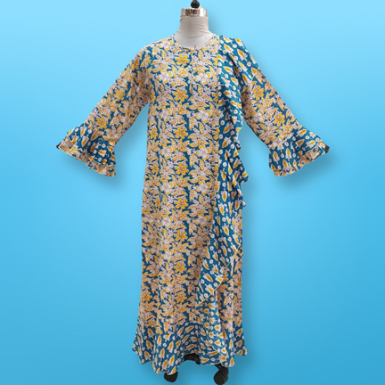 2XL/3XL Princess Printed Cotton Dress 57&quot; Jalabiya