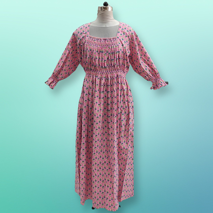 Free Size Fazlin Printed Cotton Dress 57&quot; Long Jalabiya