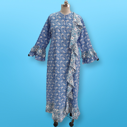 2XL/3XL Princess Printed Cotton Dress 57&quot; Jalabiya