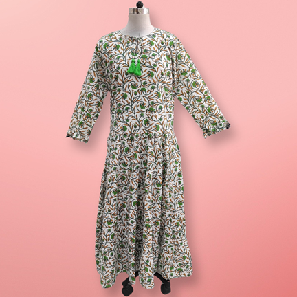 2XL/3XL Razia Printed Cotton Dress 56&quot; Jalabiya