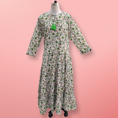 2XL/3XL Razia Printed Cotton Dress 56&quot; Jalabiya
