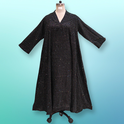 10-11 Year Teena Crystal Black Cotton Dress 45&quot; Jalabiya